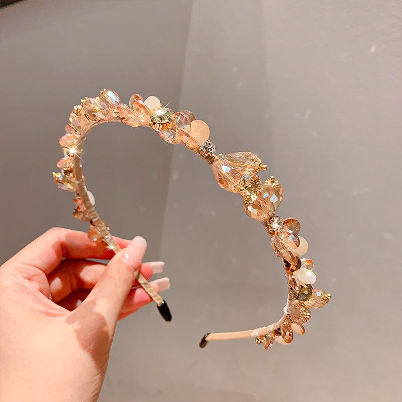 カチューシャ レディース ヘアアクセサリー 髪飾り ビジュー付き クリスタル キラ...