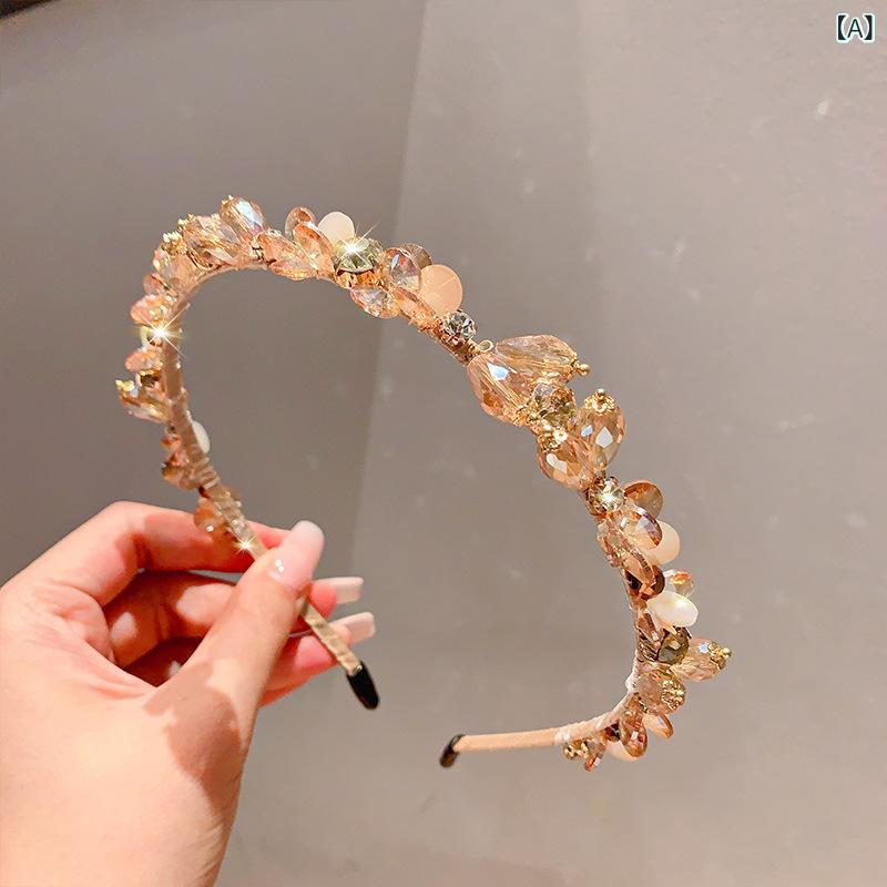 カチューシャ レディース ヘアアクセサリー 髪飾り ビジュー付き クリスタル キラ...