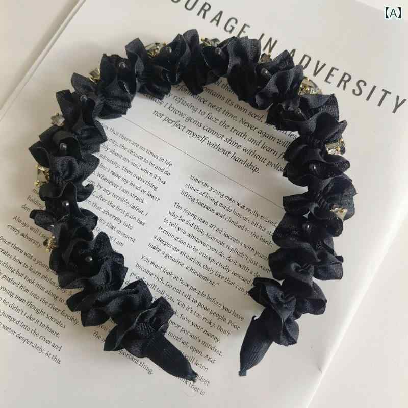 リバーパディのカチューシャ レディース ヘアアクセサリー ヘアバンド 木耳 フリル 巻き付け 高い颅頂 ボリュームアップ 波形 ウェーブ 髪飾り エレガント 上品 お洒落 かわいい 大人かわいい きれいめ フェミニン ガーリー 普段使い お出かけ 髪留め ヘアーアクセ｜アングル2