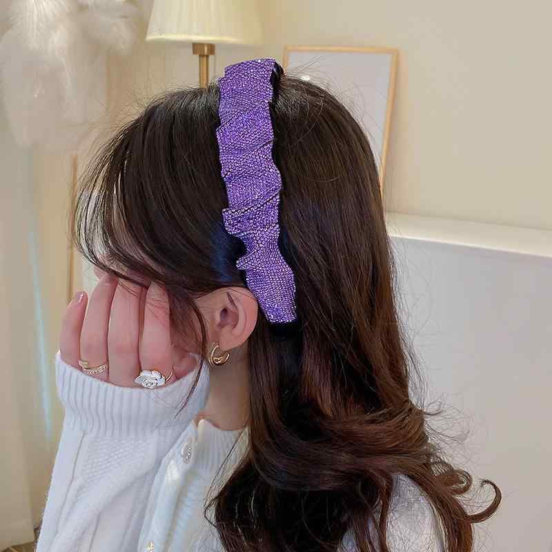 ヘアバンド レディース カチューシャ 髪飾り ヘアアクセサリー ヘッドバンド 幅広 褶皺 ギャザー 満鑽 ジルコニア クリスタル ビジュー キラキラ 韓国 かわいい おしゃれ 華やか 高級感 披露宴 結婚式 パーティー お呼ばれ デイリー 使い シンプ