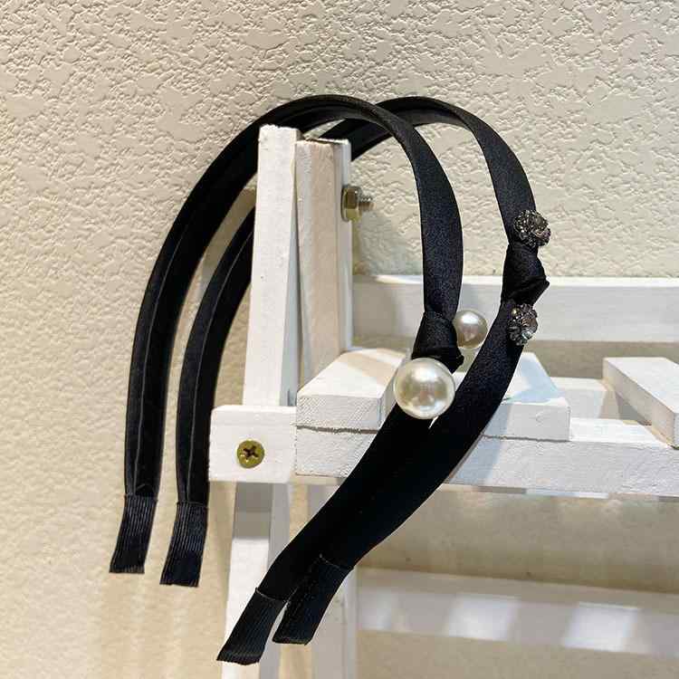 ヘアアクセサリー レディース カチューシャ 髪飾り サテン リボン パール キラキラ...