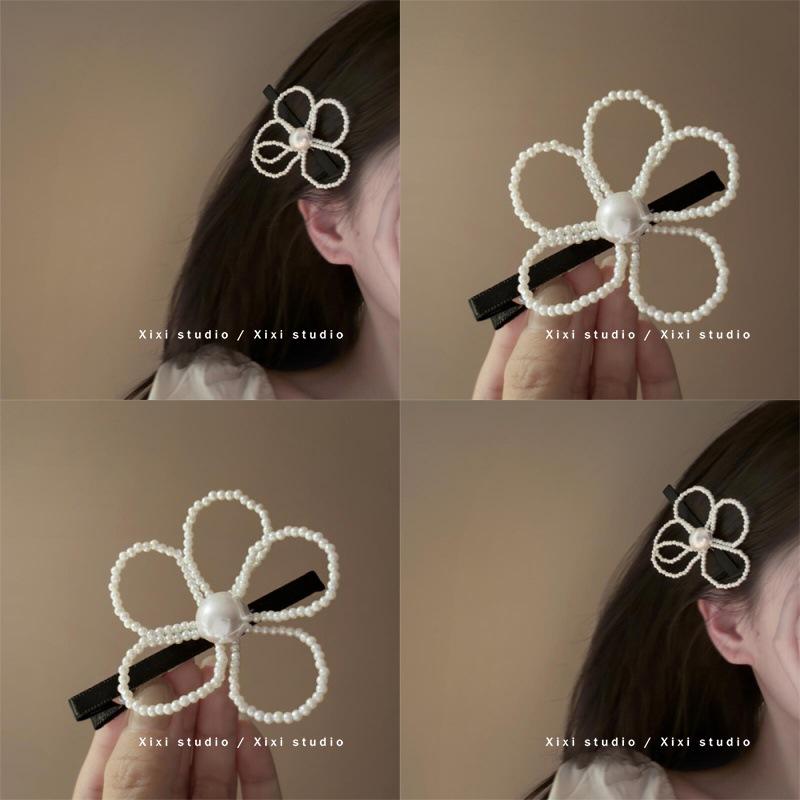 ヘアアクセサリー レディース ヘアクリップ 髪留め 髪飾り パール 花 フラワーモチ...