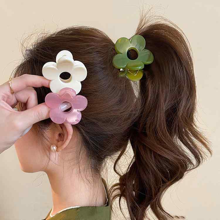 ヘアクリップ レディース バンスクリップ 花型 フラワー モチーフ ヘアアクセサリ...