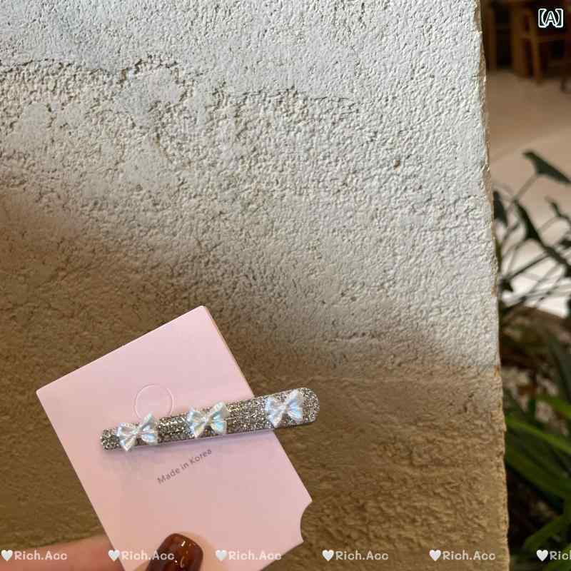 ヘアクリップ レディース パール リボン ビジュー付き バレッタ 髪飾り ヘアアクセ...