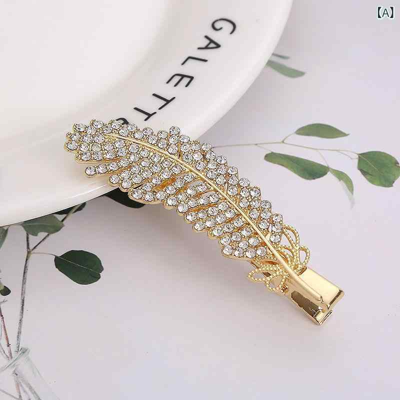 ヘアクリップ レディース ヘアアクセサリー フェザー 羽モチーフ ジルコニア スト...