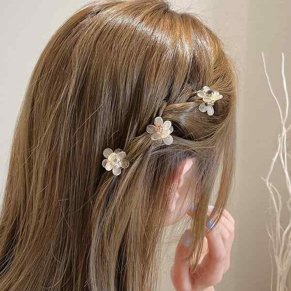 ヘアクリップ レディース かわいい 花柄 サイドヘアピン 前髪クリップ ヘアアクセサリー 髪飾り 髪留め 乙女チック シンプル 韓国 お洒落 ファッション雑貨 デイリー使い カジュアル キュート ヘアアレンジ 髪型 まとめ髪 ヘア小物 アクセント ワン