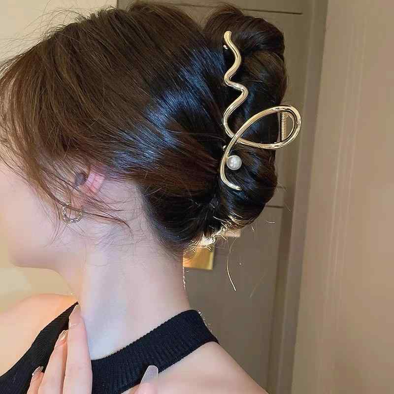 ヘアクリップ レディース ヘアアクセ 後頭部 大きめ 髪留め 髪飾り バンスクリップ...