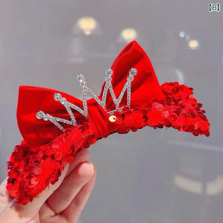 ヘアアクセサリー レディース 赤色 蝶々結び リボン ヘアクリップ 髪留め 姫系 プ...