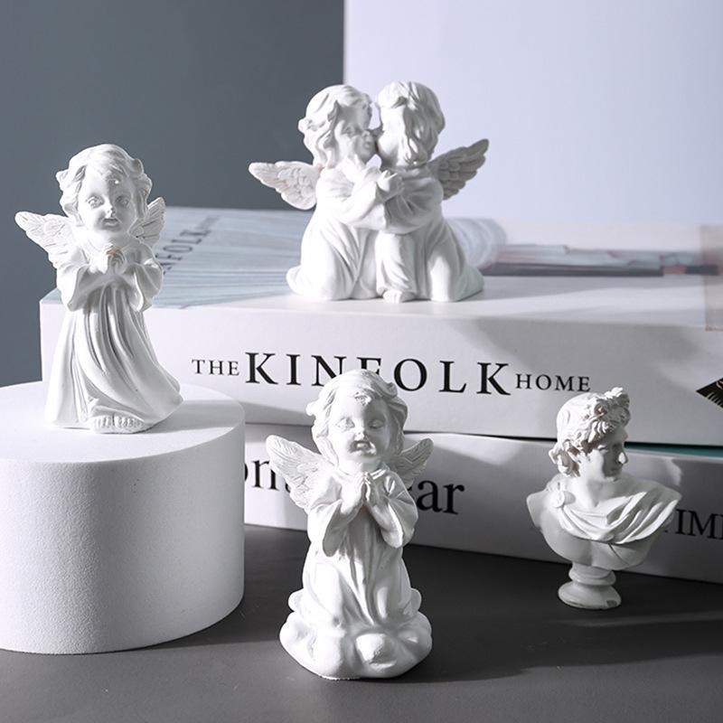 置物 レディース 天使 彫像 樹脂 フィギュア デスク用 ミニ インテリア 雑貨 ウェディング 用品 恋人 人形 装飾品 オブジェ かわいい デスク周り おしゃれ 小物 飾り付け 誕生日 ギフト プレゼント エレガント 高級感溢れる ディスプレイ 装飾用 riverpaddy-11684453 リバーパディ パッケージ画像