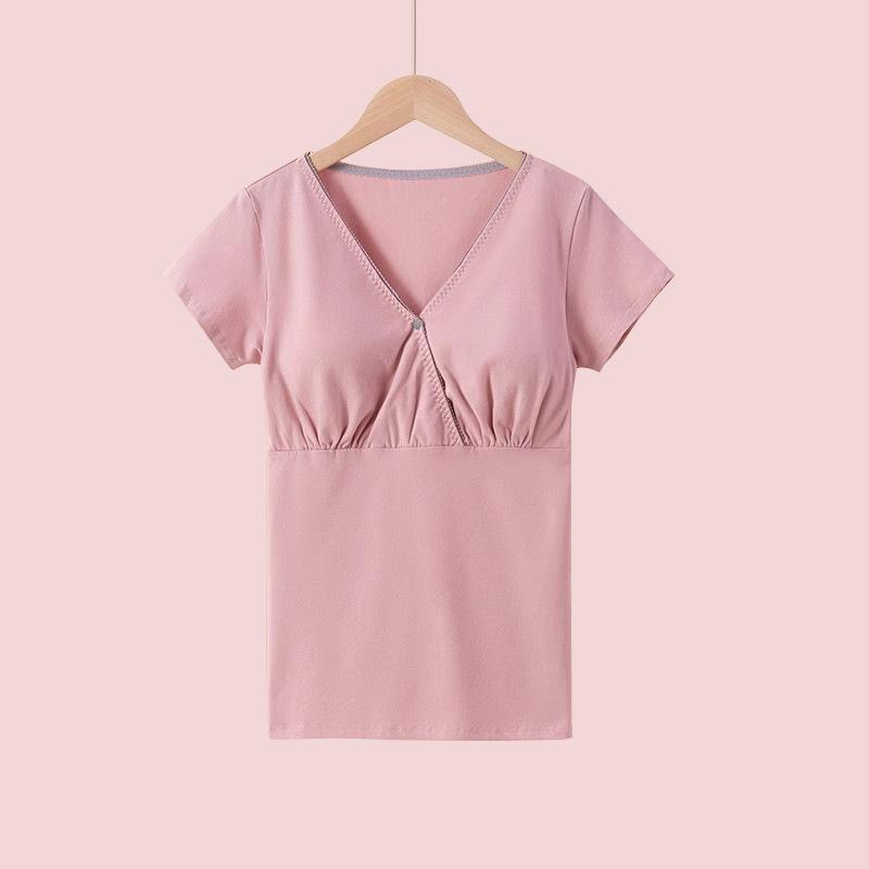 授乳服 レディース 大きいサイズ Tシャツ 半袖 トップス カットソー マタニティウェア 産後 妊婦服 部屋着 接触冷感 綿 コットン ゆったり 着痩せ 体型カバー 二の腕カバー お腹周り 伸縮性 切り替え シンプル 無地 カジュアル ルームウェア イン