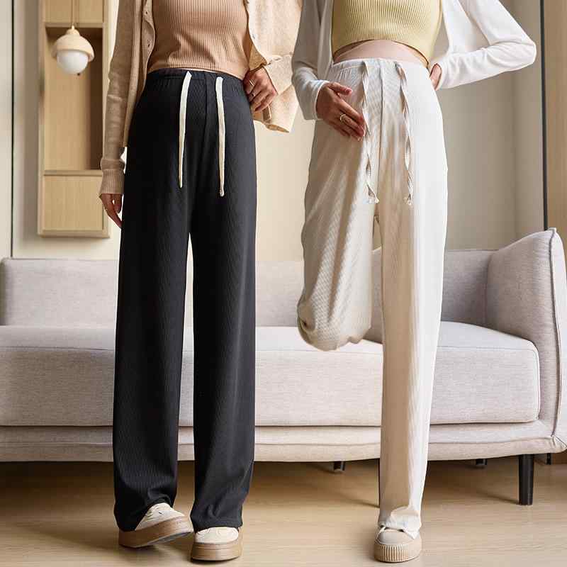マタニティパンツ レディース 春秋 ゆったり ワイドパンツ ストレート 妊婦服 妊娠初期 接触冷感 体型カバー ズボン ボトムス 着痩せ ロング丈 プラスサイズ 大きいサイズ 調整可能 ストレッチ ウエストゴム 普段使い 通勤用 カジュアル 無地 シンプ