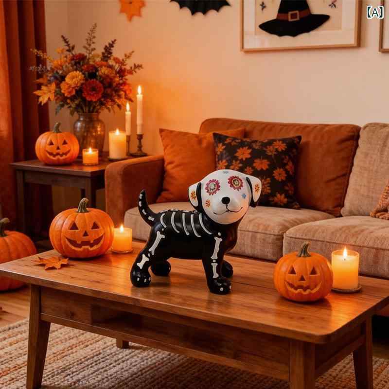 置物 レディース 雑貨 ハロウィン 樹脂製 工芸品 飾り物 かわいい 猫 犬 フィギュア 亡霊節 装飾品 オーナメント インテリア小物 アート ディスプレイ 玄関 リビング お部屋 卓上 デスク用 癒し グッズ ギフト プレゼント 贈り物 誕生日 イベン riverpaddy-11665528 リバーパディ サンプル画像2