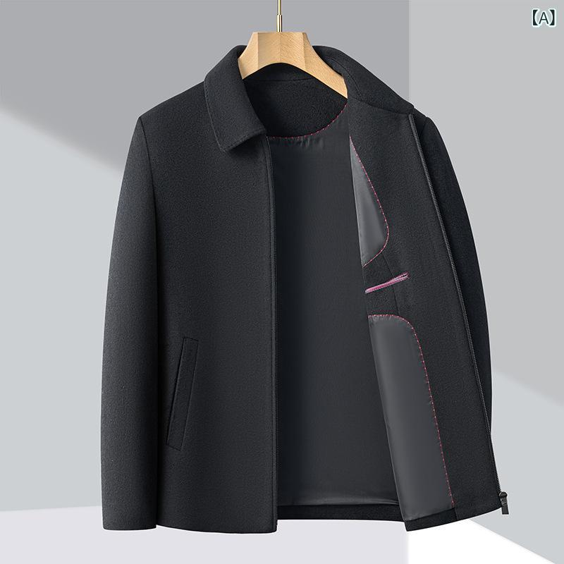 ジャケット メンズ 男性用 秋冬 ウール100% 羊毛 襟付き 短丈 コート 紳士服 シニア 父親 中高年 防寒着 アウター 取り外し可能 羽毛 ダウンライナー付き ゆったり 大きいサイズ 体型カバー 着痩せ 高品質 厚手 保温性 防 通勤 通学 普段 riverpaddy-11665722 リバーパディ サンプル画像2