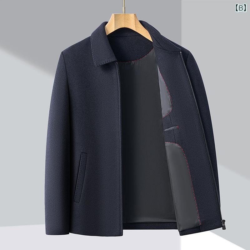 ジャケット メンズ 男性用 秋冬 ウール100% 羊毛 襟付き 短丈 コート 紳士服 シニア 父親 中高年 防寒着 アウター 取り外し可能 羽毛 ダウンライナー付き ゆったり 大きいサイズ 体型カバー 着痩せ 高品質 厚手 保温性 防 通勤 通学 普段 riverpaddy-11665722 リバーパディ サンプル画像3