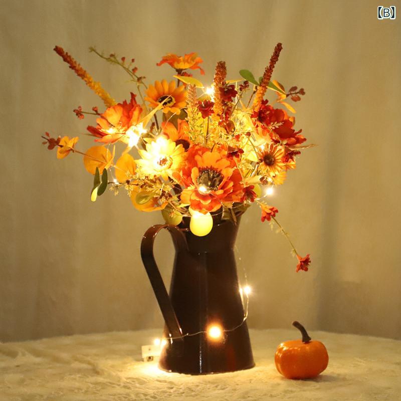 造花 レディース 太陽花 ブーケ 鉄製 花瓶付き 置き物 インテリア雑貨 ハロウィン 感謝祭 手作り 装飾品 アートフラワー フェイクグリーン 室内用 飾り付け オブジェ かわいい 枯れない花 部屋飾り リビング 玄関 寝室 店舗用 ギフト 癒し おしゃ riverpaddy-11665810 リバーパディ サンプル画像3