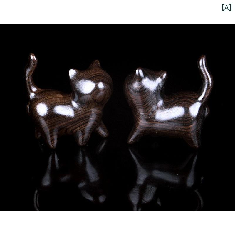 置物 レディース かわいい 黒猫 木彫り 置き物 木製 猫グッズ 彫刻 手作り インテリア 雑貨 玄関 リビング 寝室 飾り アート オブジェ ウッドクラフト 癒し 贈り物 ギフト 黒檀 質感 高級感 ナチュラル シンプル 木目 ハンドメイド ミニサイズ riverpaddy-11668890 リバーパディ サンプル画像2