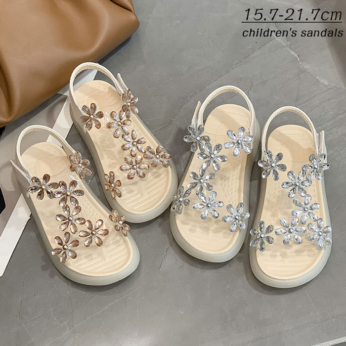 キッズ サンダル 女の子 キラキララインストーンが サンダル キッズ 子供用 歩きやすい 子供サンダル 軽量 履きやすい きらきら 子供靴 キッズシューズ 滑り...