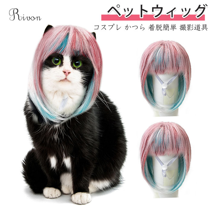 ペットウィッグ 犬 猫 ペット用 帽子 被り物 かつら 犬 猫 ハロウィン カツラ パーマ アフロ おもしろ..