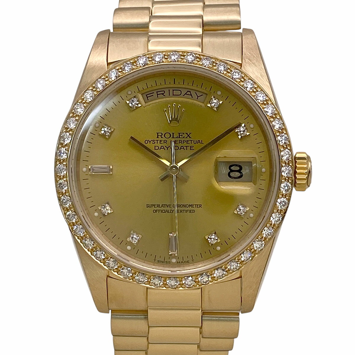ROLEX ロレックス デイデイト DAY DATE 8Pダイヤ 2Pバケットダイヤ K18YGイエローゴールド R番 腕時計 18348A K18イエローゴールド ゴールド メンズ【中古】