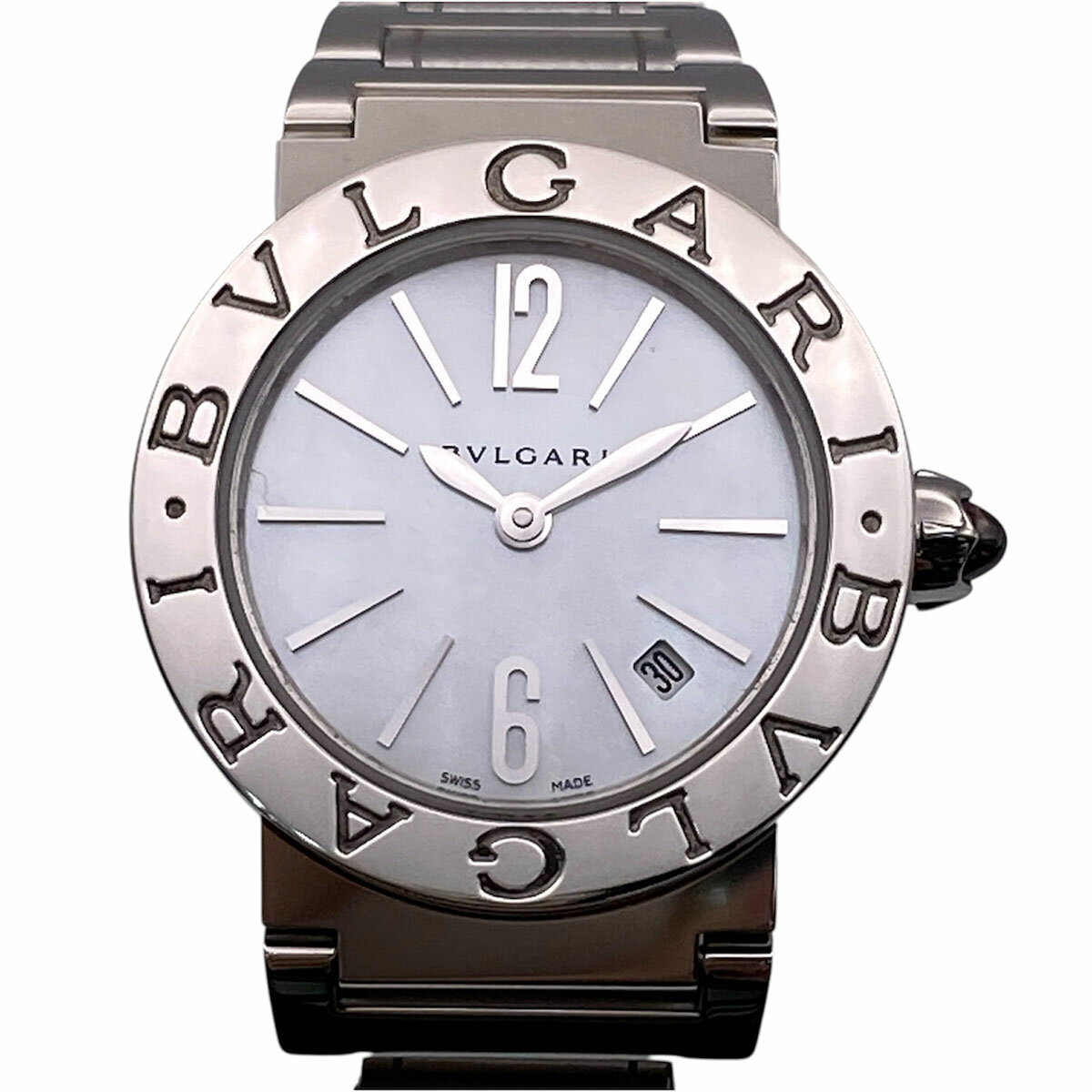 Other - BVLGARI ブルガリ ブルガリブルガリ ホワイトシェル文字盤 SS 26mm MOP デイト 腕時計 BBL26WSSD ステンレススチール シルバー レディース【中古】