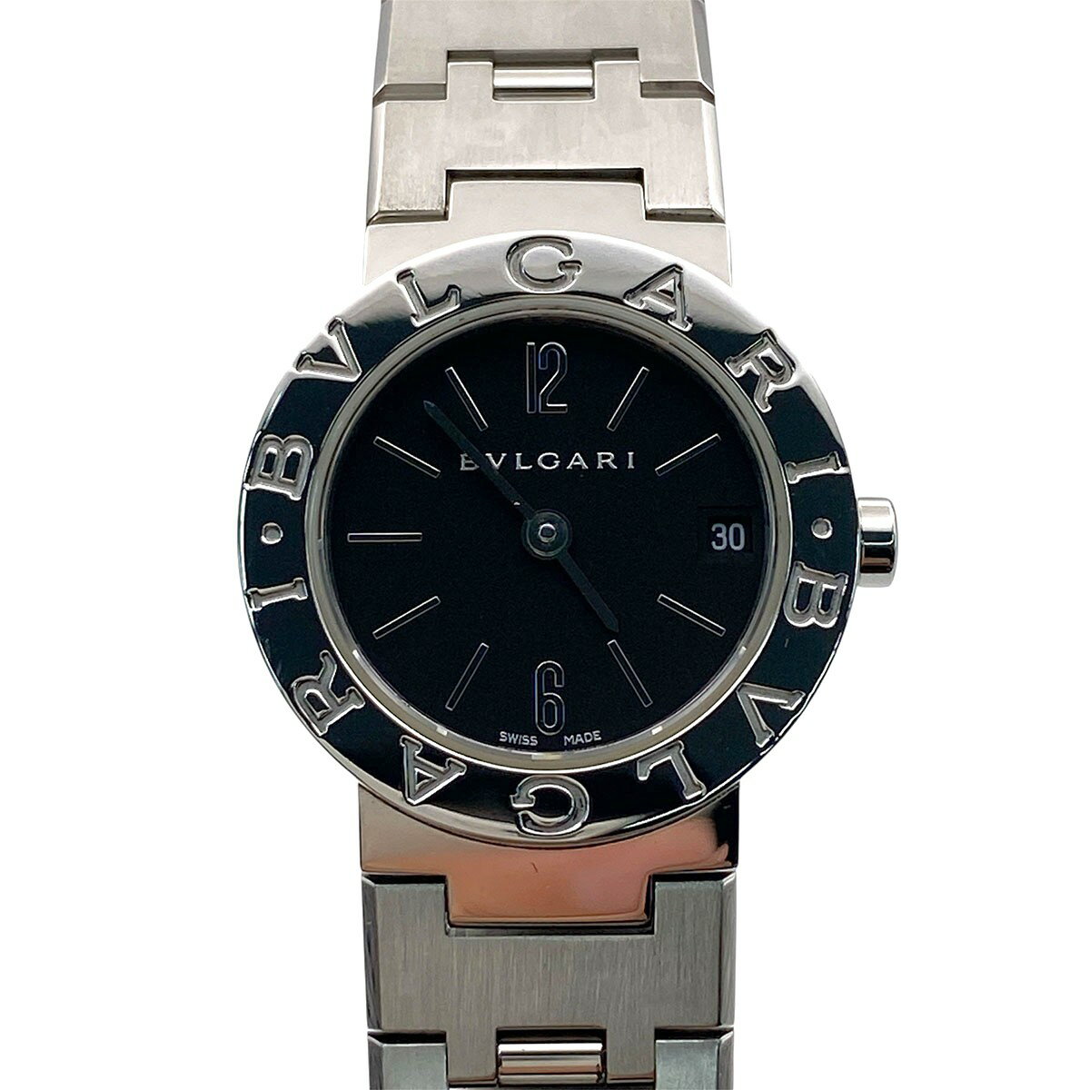 Rakuten - BVLGARI ブルガリ ブルガリブルガリ SS ブラック文字盤 クオーツ 23mm 腕時計 BB23SSD ステンレススチール シルバー レディース【中古】