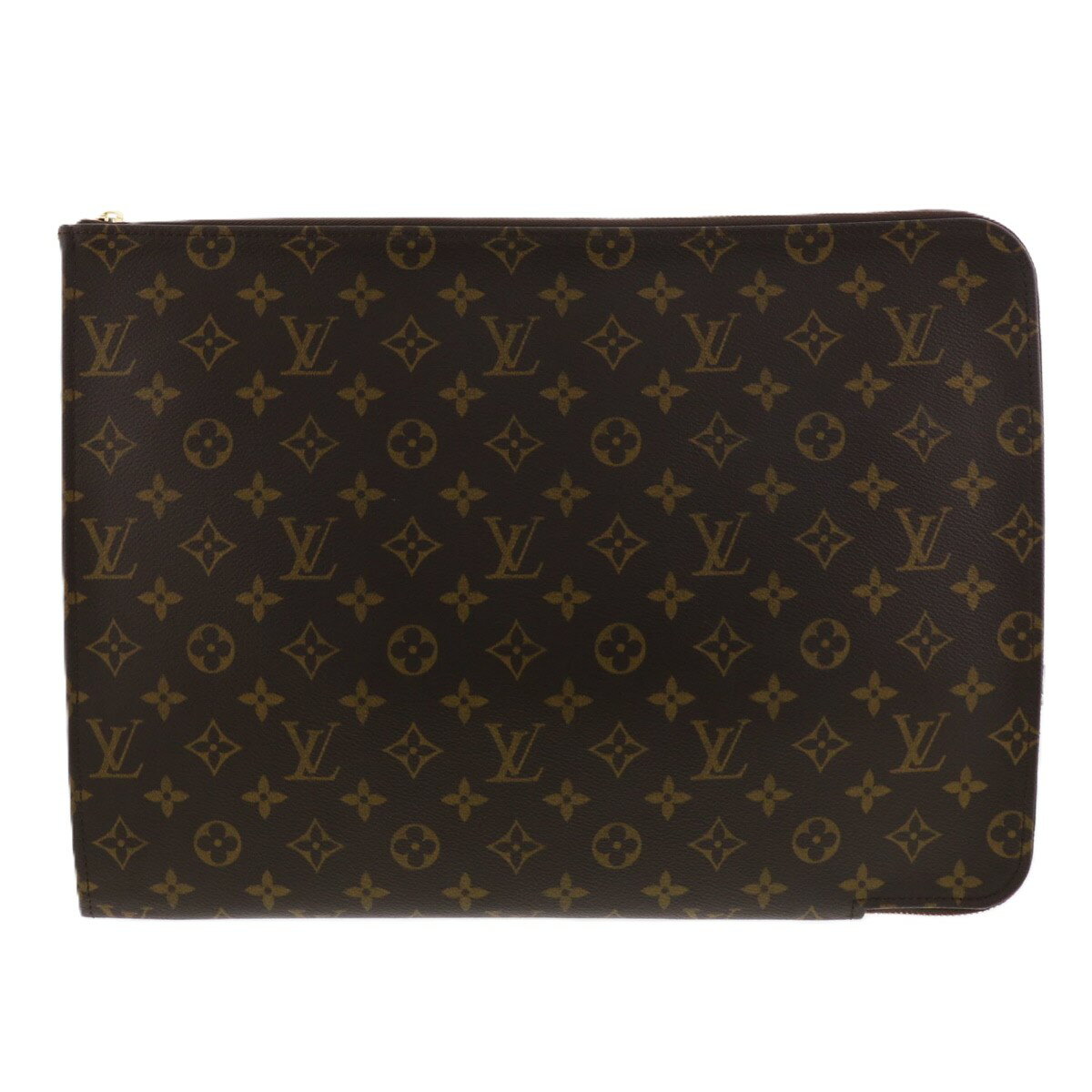 LOUIS VUITTON ルイヴィトン モノグラム ポッシュ・ドキュマン セカンドバッグ M53456 キャンバス レザー ブラウン ユニセックス【中古】