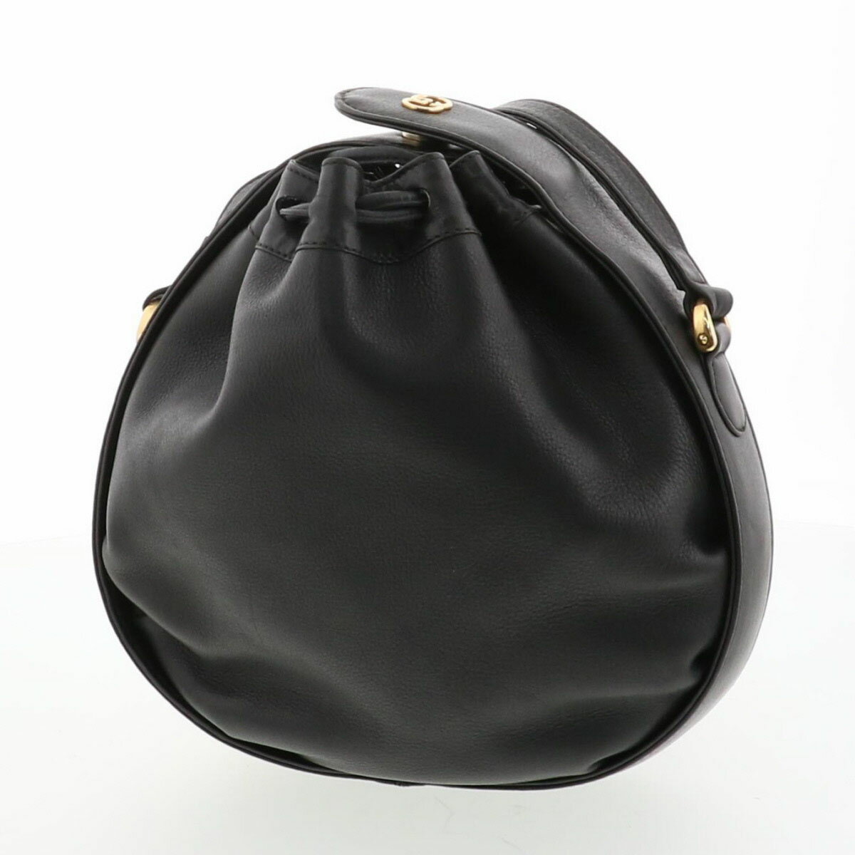 GUCCI グッチ オールドグッチ GG 巾着 ショルダー バッグ レザー ブラック レディース【中古】