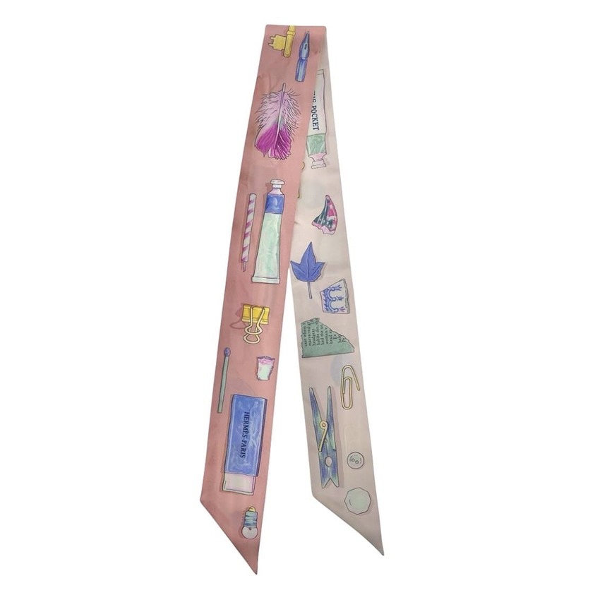 Rakuten - HERMES エルメス ツイリー スカーフ In the Pocket スカーフ シルク ピンク ホワイト レディース【中古】