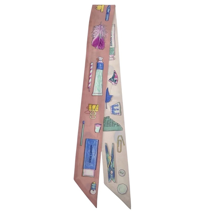 HERMES エルメス ツイリー スカーフ In the Pocket スカーフ シルク ピンク ホワイト レディース【中古】