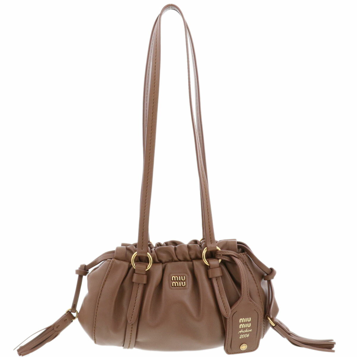 Miu Miuミュウミュウショルダーバッグキャンバス ホーボーレギュラー【中古】 miu miu（ミュウミュウ） バッグ ワンダーホーボー スモール