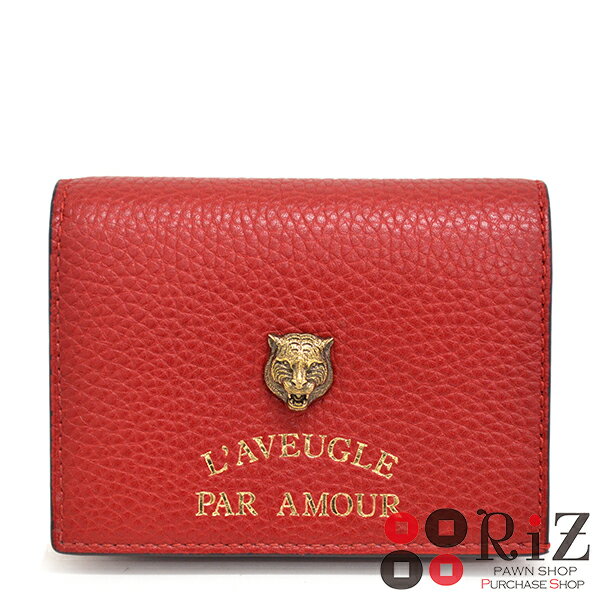 【中古】 GUCCI グッチ アニマリエ カードケース 小物 名刺入れ カードケース Red 453169 S：極上品