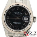 【中古】ROLEX （ロレックス） デイトジャスト 時計 自動巻き/レディース Black/ブラック 179174 S:極上品