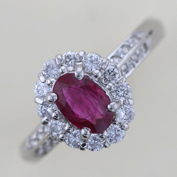 【美品】【楽天スーパーセール】【中古】 PT900 ルビー ダイヤモンドリング 1.03ct　0.56ct　18号　ジュエリー 指輪