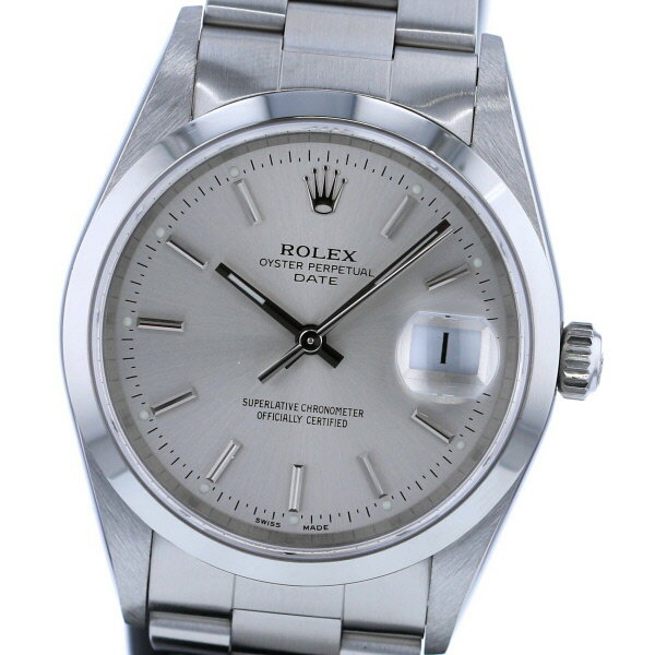 【即日発送】【美品】【中古】【廃番】 ROLEX （ロレックス） オイスターパーペチュアル デイト シルバー バー 時計 自動巻き/メンズ オイスターパーペチュアル Silver/シルバー 15200 used:A