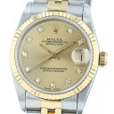 【即日発送・水曜定休日・木曜発送】【美品】【中古】 ROLEX （ロレックス） デイトジャスト 31 Gold 10P 時計 自動巻き/ボーイズ DATEJUST Gold/ゴールド 68273G used:A