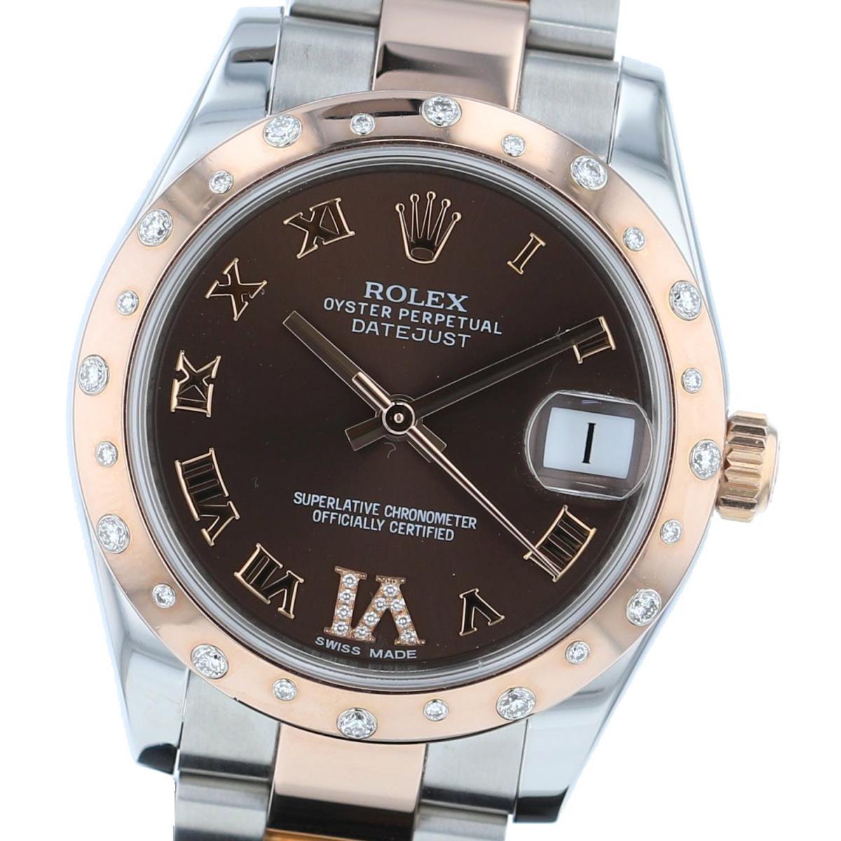 【即日発送・水曜定休日・木曜発送】【美品】【中古】【RI】 ROLEX （ロレックス） デイトジャスト ベゼルダイヤ 31 時計 自動巻き/ボーイズ DATEJUST Brown/ブラウン 178341 used:A