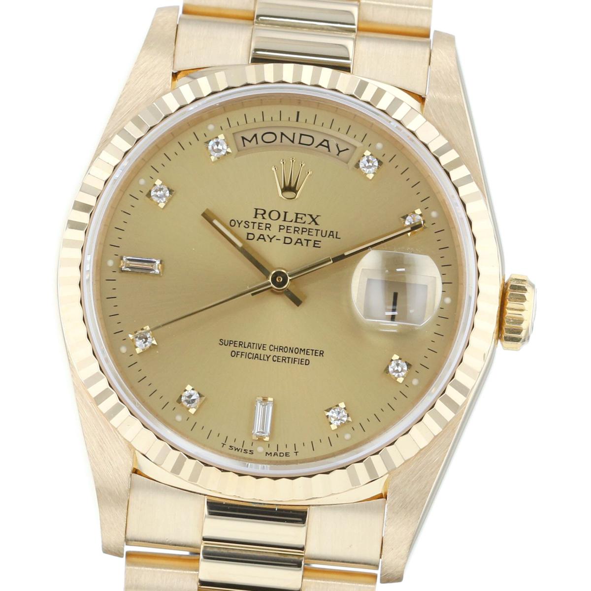 【即日発送・水曜定休日・木曜発送】【美品】【中古】【RI】 ROLEX （ロレックス） デイデイト 時計 自動巻き/メンズ DAY-DATE Gold/ゴールド 18238A used:A