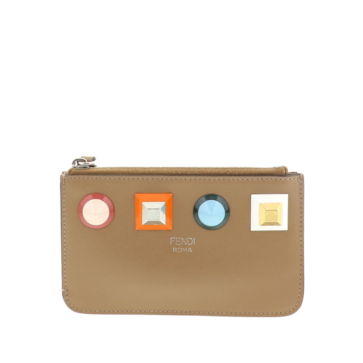 【中古】 FENDI フェンディ コイン＆キーケース 財布 小銭入れ/コインケース Brown/ブラウン スタッズ 8AP151 used:B