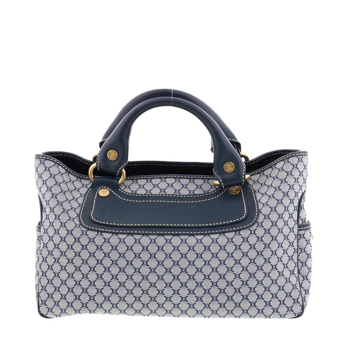 【中古】 CELINE （セリーヌ） マカダム ブギー ハンドバッグ ブルー　CELINE MACADAM BOOGIE BAG PURSE BLUE　USED: A