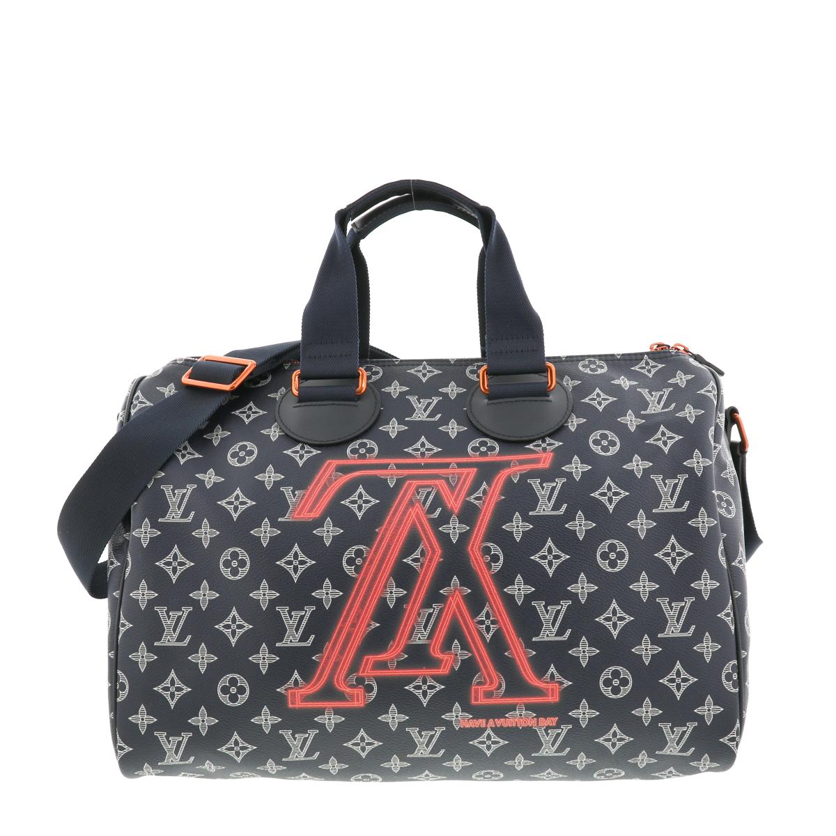 【即日発送・水曜定休日・木曜発送】【中古】【RI】 LOUIS VUITTON （ルイヴィトン） スピーディ・バンドリエール バッグ ボストンバッグ Monogram Ink Canvas Navy*Coral/ネイビー*コーラル M43697 used:Aのサムネイル