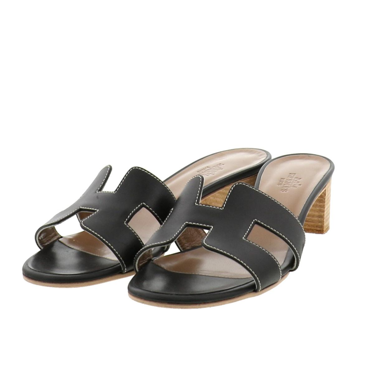 【即日発送・水曜定休日・木曜発送】【美品】【オススメ】【24.5cm】【RI】 HERMES （エルメス） オアジス レディースサンダル 靴 靴/レディース オアジス Black/ブラック H071002Z used:Aのサムネイル