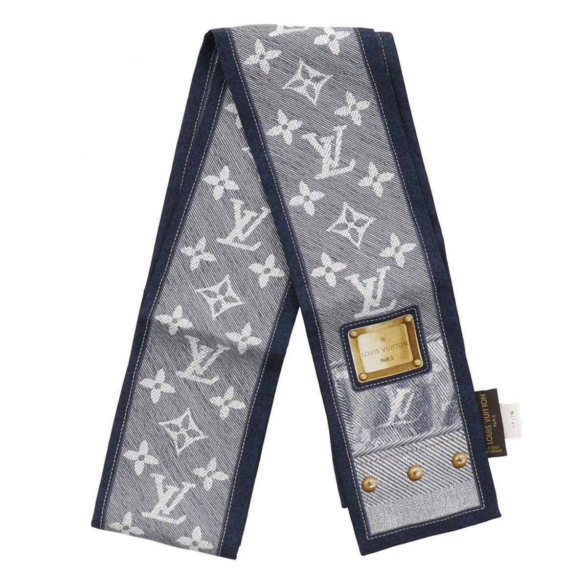 【即日発送・水曜定休日・木曜発送】【中古】【オススメ】【RI】LOUIS VUITTON （ルイヴィトン） バンドーニューデニム ツイリースカーフ 服飾 マフラー/スカーフ/ネクタイ バンドーニューデニム Navy/ネイビーのサムネイル