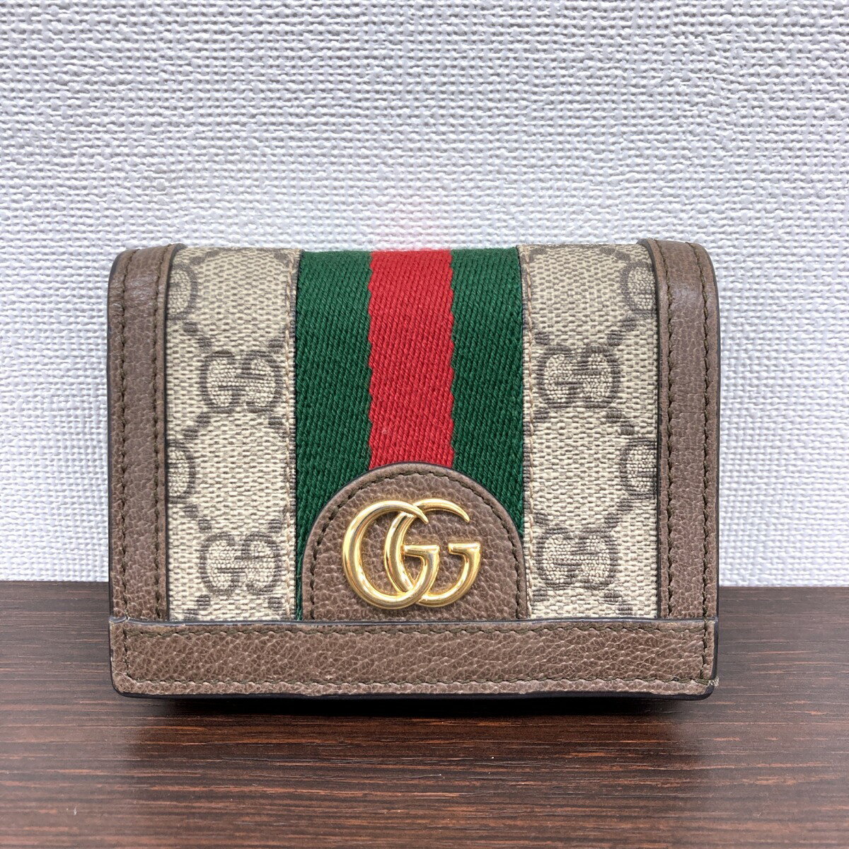 【中古】 GUCCI （グッチ） オフディア コンパクトウォレット 財布 二つ折り財布(小銭入有) Ophidia Brown 523155 used:AB [ROH]