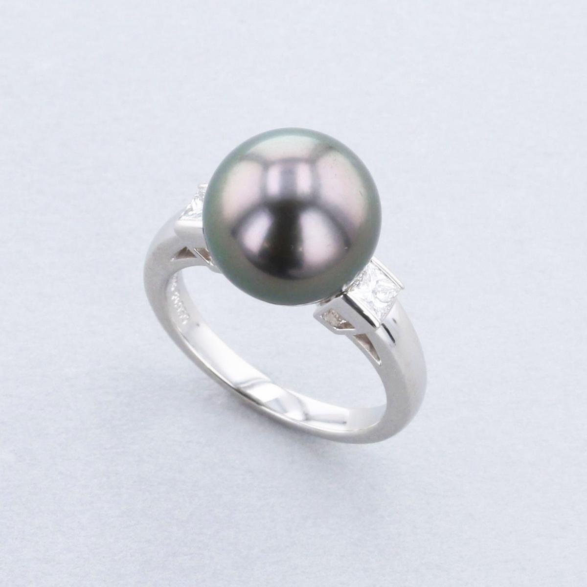 【最終値下げ】【中古】 MIKIMOTO （ミキモト） PT950 パール 11.5mm 10号 ダイヤモンドリング ブランドジュエリー 指輪