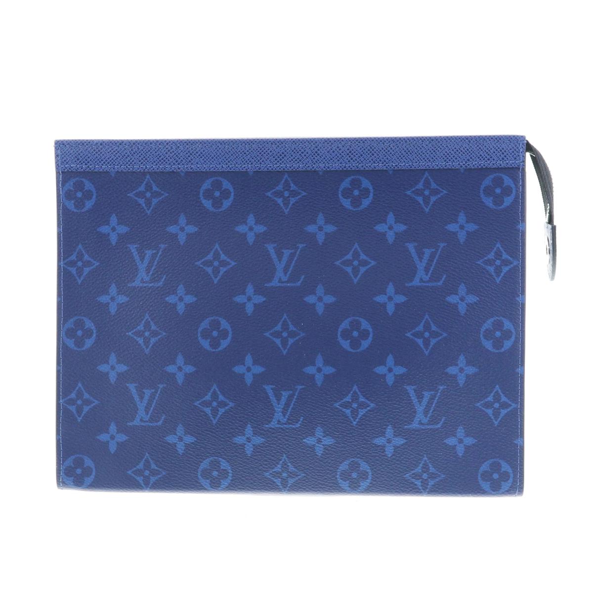 【限定価格6/1まで】【美品】【RI】 LOUIS VUITTON （ルイヴィトン） ポッシェット・ウ゛ォワヤージュ MM バッグ セカンドバッグ/ポーチ/クラッチ タイガラマ Blue M30423 used:A