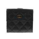 【即日発送・水曜定休日・木曜発送】【美品】【RI】CHANEL （シャネル） キャビア マトラッセ Wホック 二つ折り財布 財布 二つ折り財布(小銭入有) Wフラップ財布 Black/ブラック A48980 used:AB