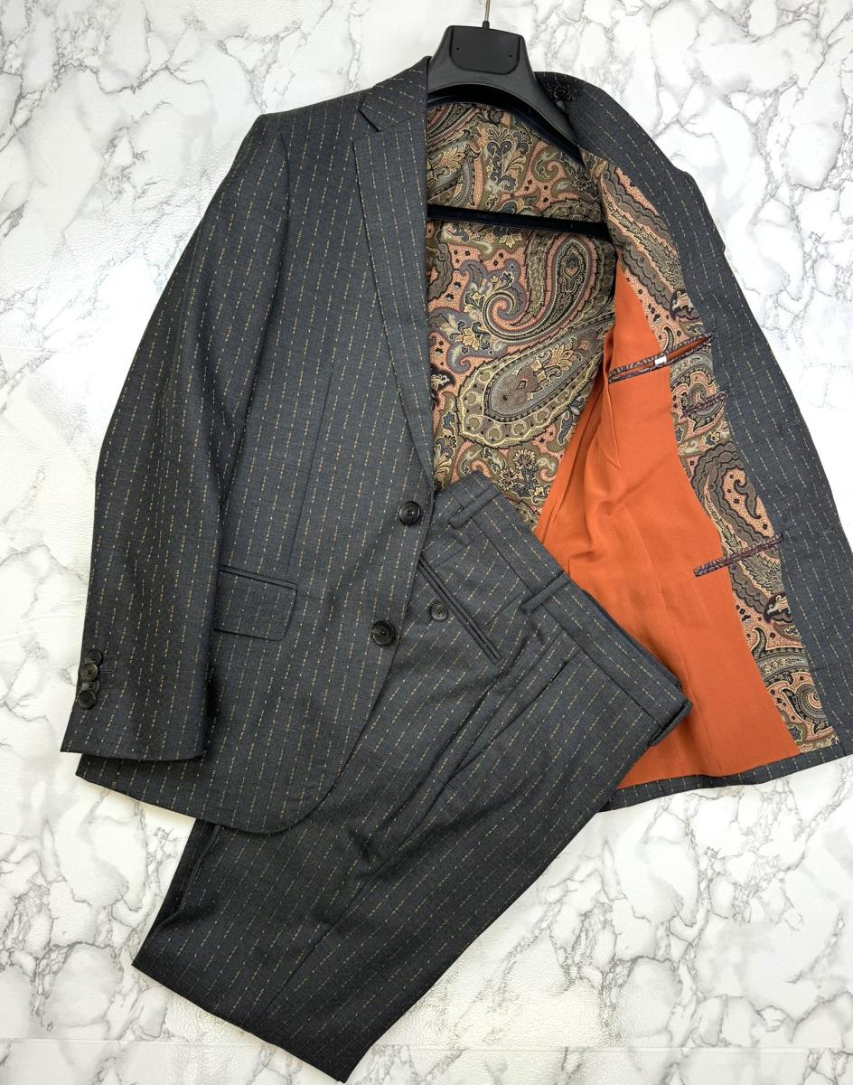 【中古】 ETRO （エトロ）19AW/2019年秋冬 セットアップ スーツ メンズ衣類 ジャケット ロゴストライプ ジャケット パンツ Gray 1A940 used:A