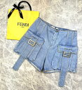 【中古】 FENDI (フェンディ) デニム カーゴパンツ ショートパンツ FFモチーフ バックル レディース パンツ Blue FLP792 ANP1 use...