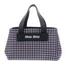 【中古】 MIUMIU (ミュウミュウ) カナパ トートバッグ バッグ トートバッグ CANAPA チェック Navy ネイビー Canvas キャンバス 5BA085 used:B(4)