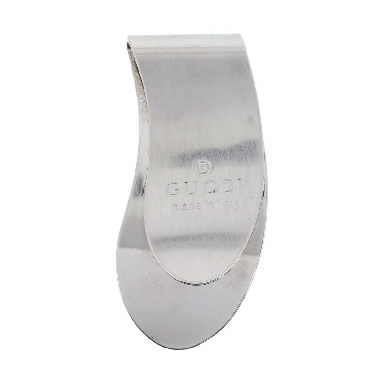 【中古】 GUCCI (グッチ) ロゴメタル マネークリップ 財布 マネークリップ Silver